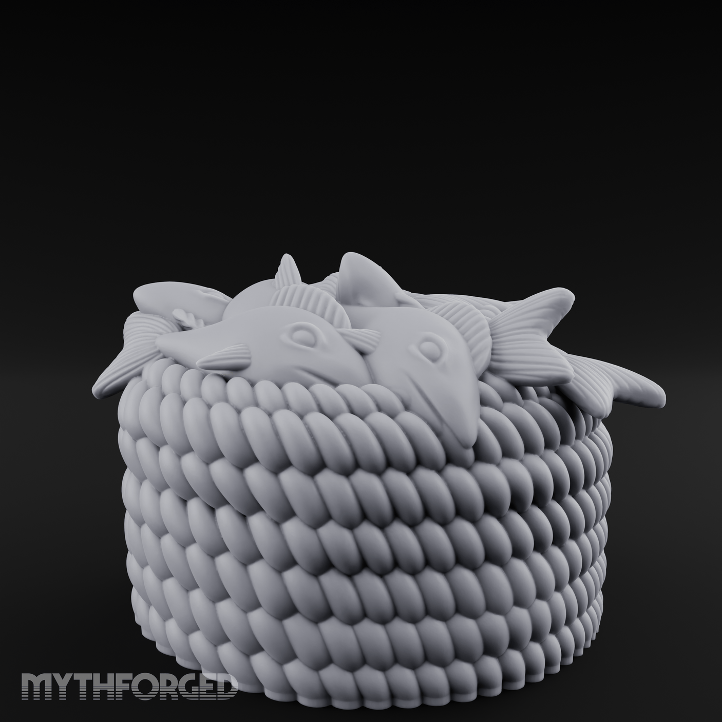 Woven-Scaled Fish Basket Miniature for Dungeons and Dragons, Pathfinder or other TTRPGs