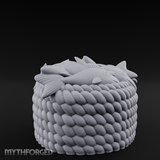 Woven-Scaled Fish Basket Miniature for Dungeons and Dragons, Pathfinder or other TTRPGs