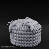 Woven-Scaled Fish Basket Miniature for Dungeons and Dragons, Pathfinder or other TTRPGs