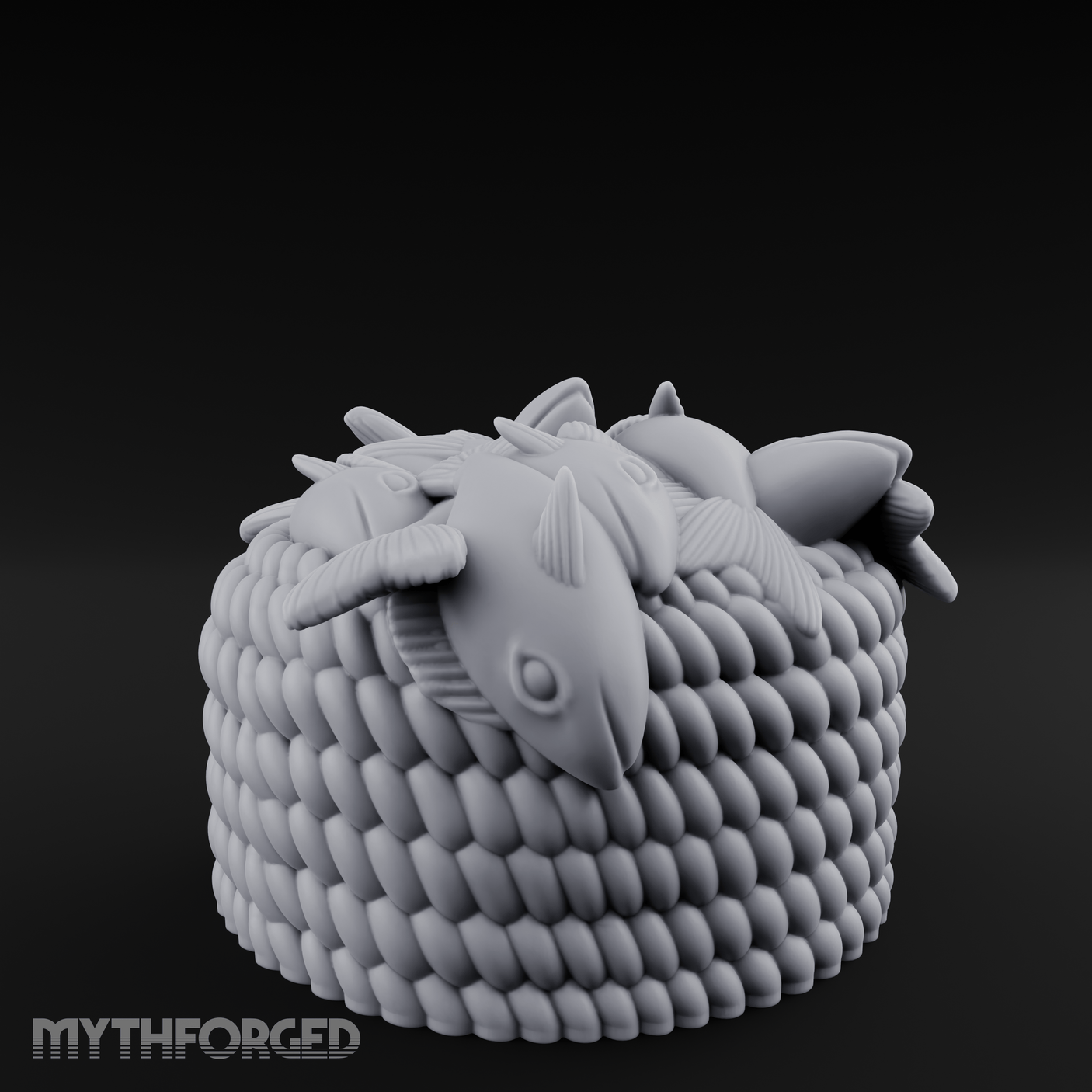 Woven-Scaled Fish Basket Miniature for Dungeons and Dragons, Pathfinder or other TTRPGs