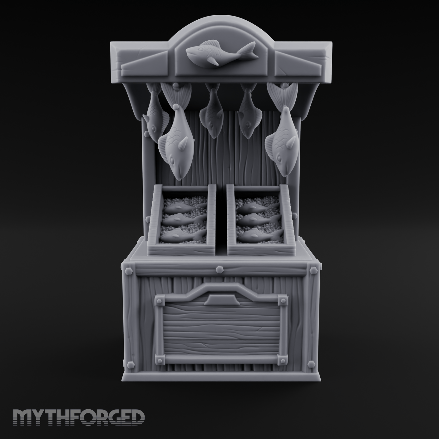 Fish-Monger's Market Stall Miniature for Dungeons and Dragons, Pathfinder or other TTRPGs