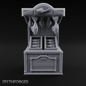 Fish-Monger's Market Stall Miniature for Dungeons and Dragons, Pathfinder or other TTRPGs