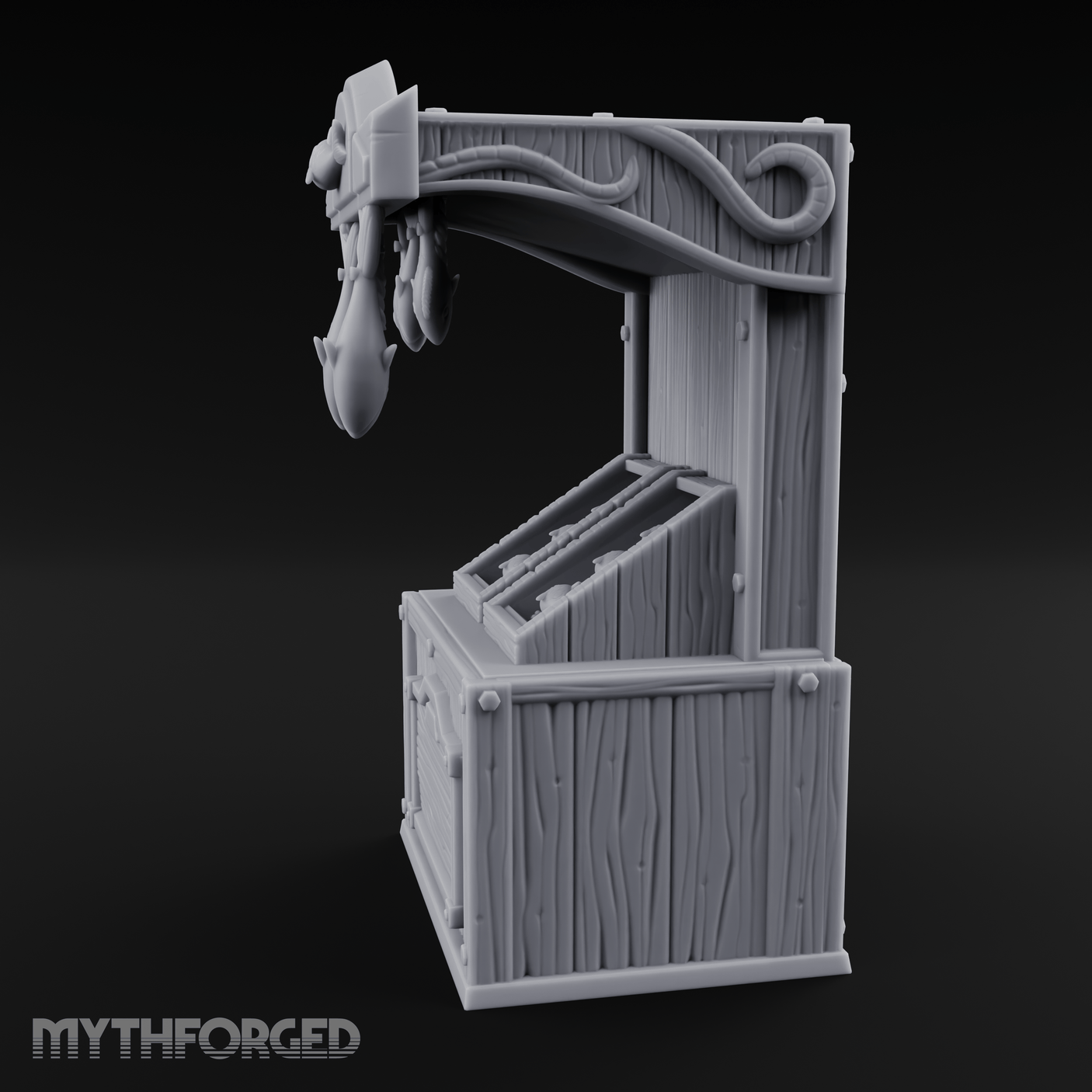 Fish-Monger's Market Stall Miniature for Dungeons and Dragons, Pathfinder or other TTRPGs
