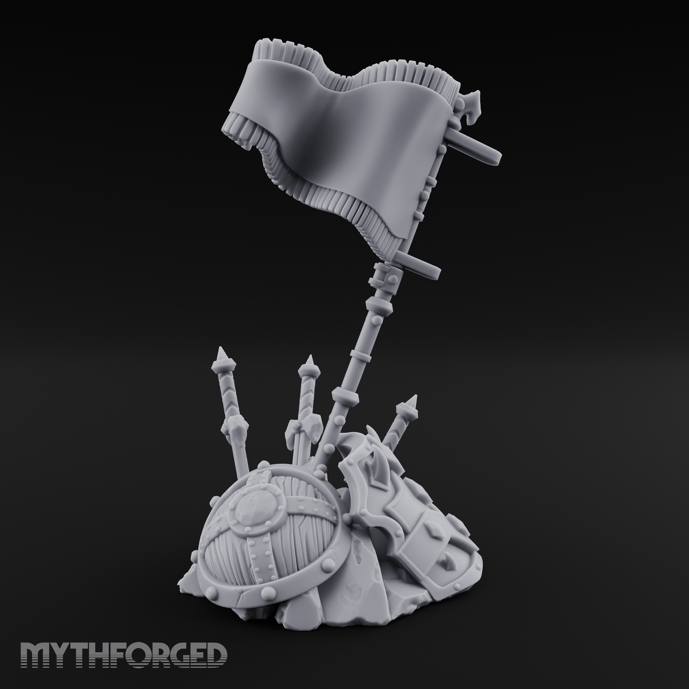 Ornate Ceremonial Banner Stand Miniature for Dungeons and Dragons, Pathfinder or other TTRPGs