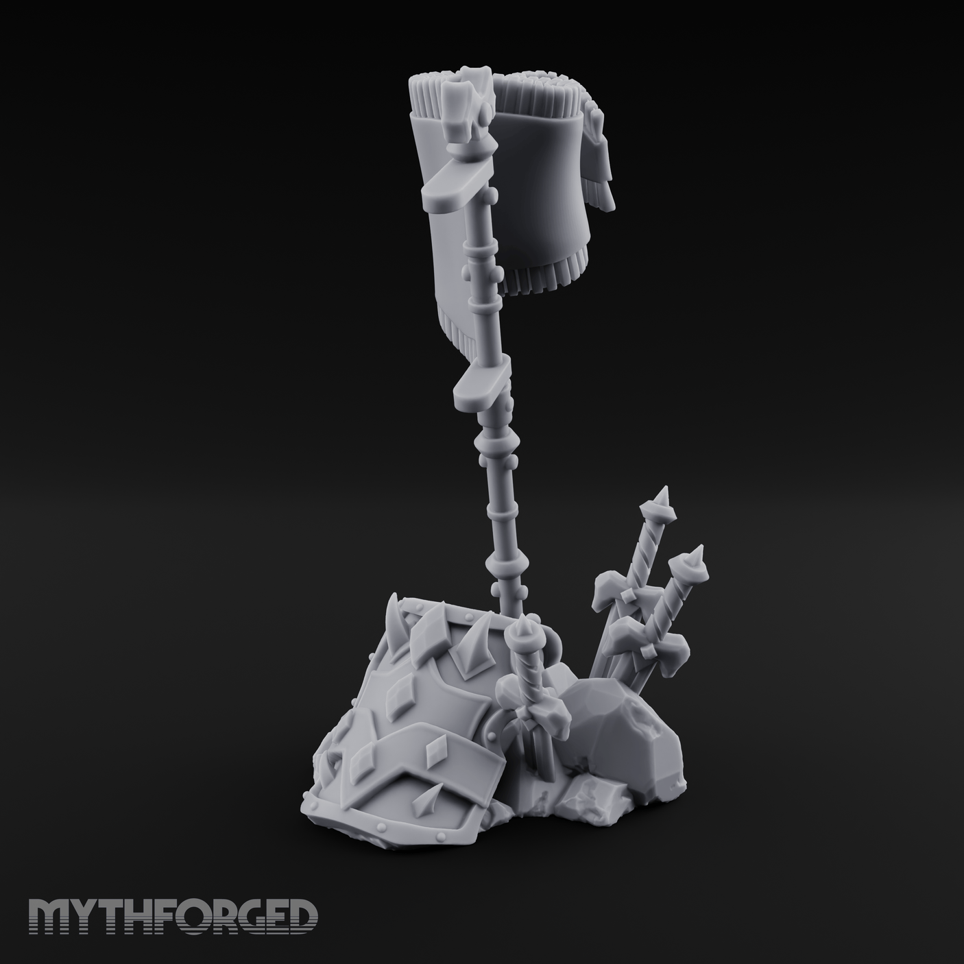 Ornate Ceremonial Banner Stand Miniature for Dungeons and Dragons, Pathfinder or other TTRPGs