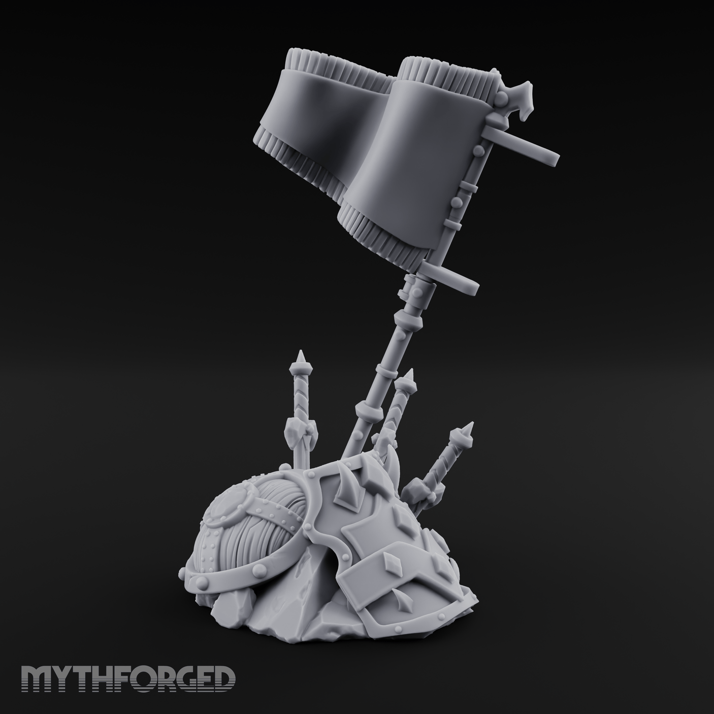 Ornate Ceremonial Banner Stand Miniature for Dungeons and Dragons, Pathfinder or other TTRPGs