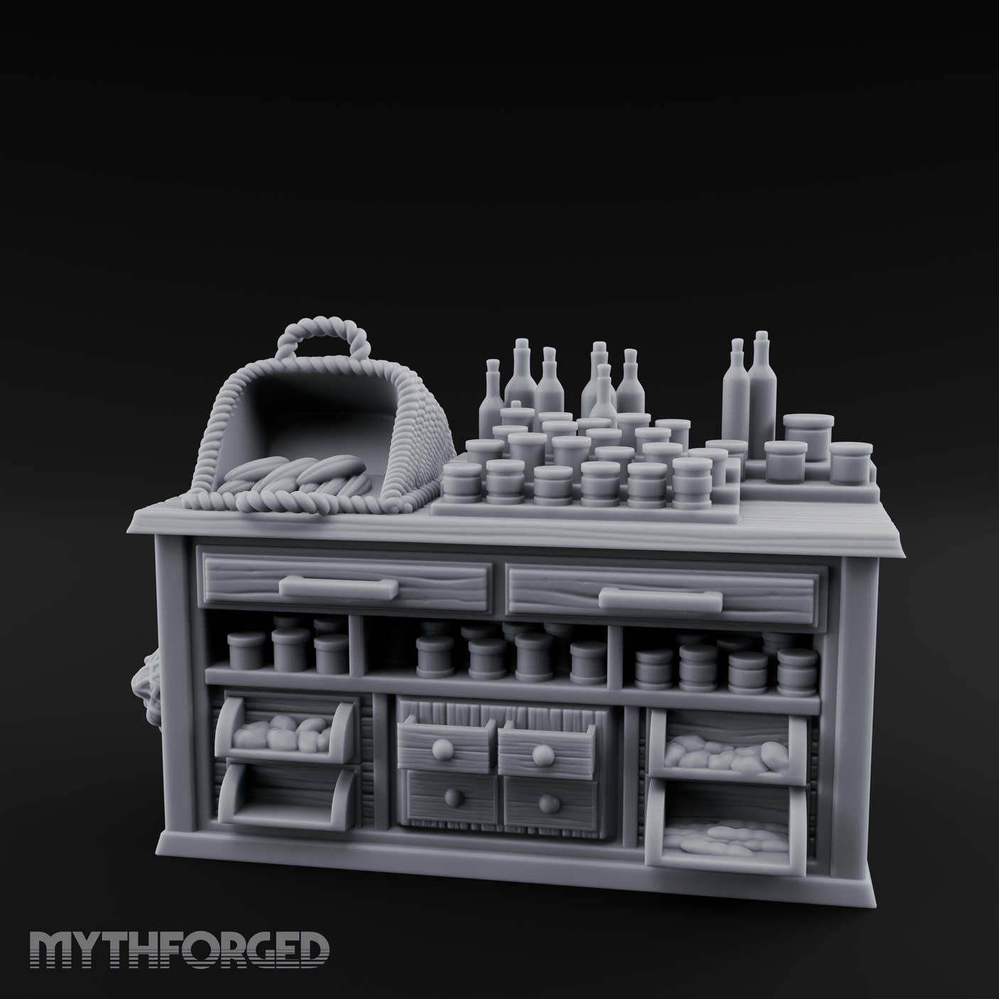 Rope-Handled Apothecary Counter Miniature for Dungeons and Dragons, Pathfinder or other TTRPGs