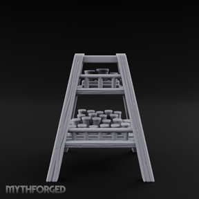 Merchant-Stacked Market Display Ladder Miniature for Dungeons and Dragons, Pathfinder or other TTRPGs