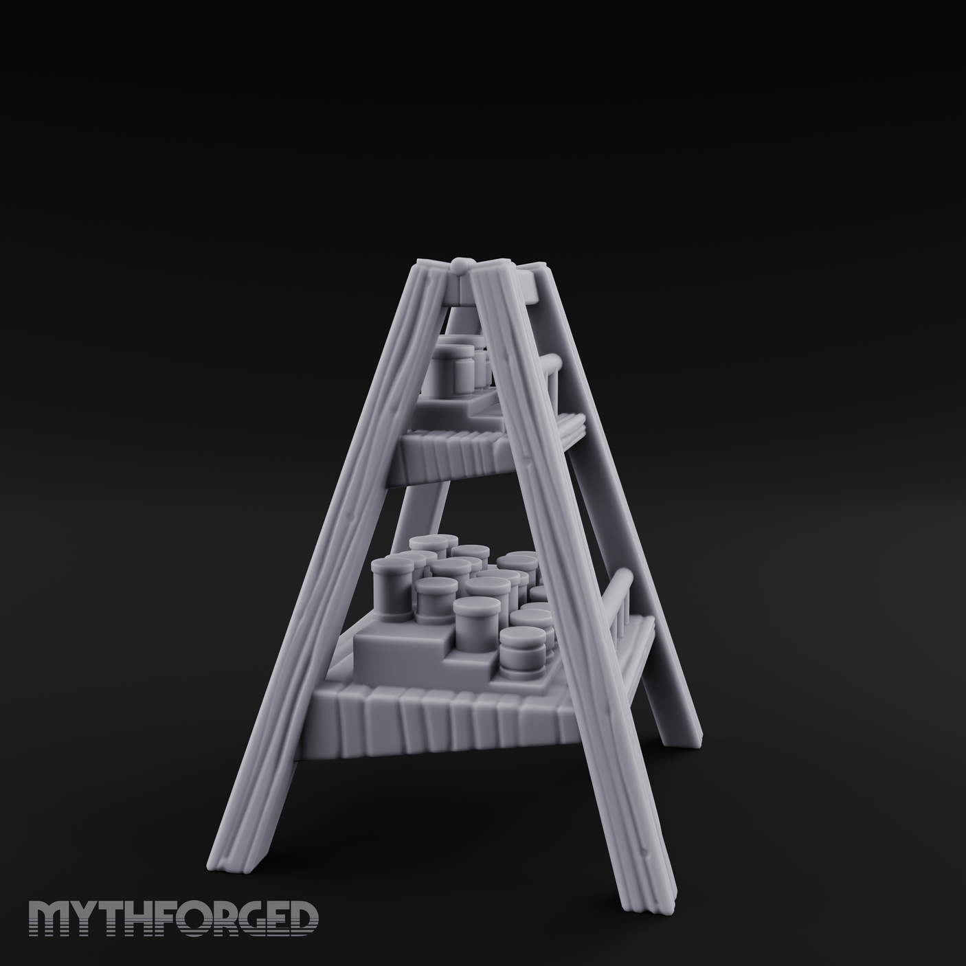 Merchant-Stacked Market Display Ladder Miniature for Dungeons and Dragons, Pathfinder or other TTRPGs