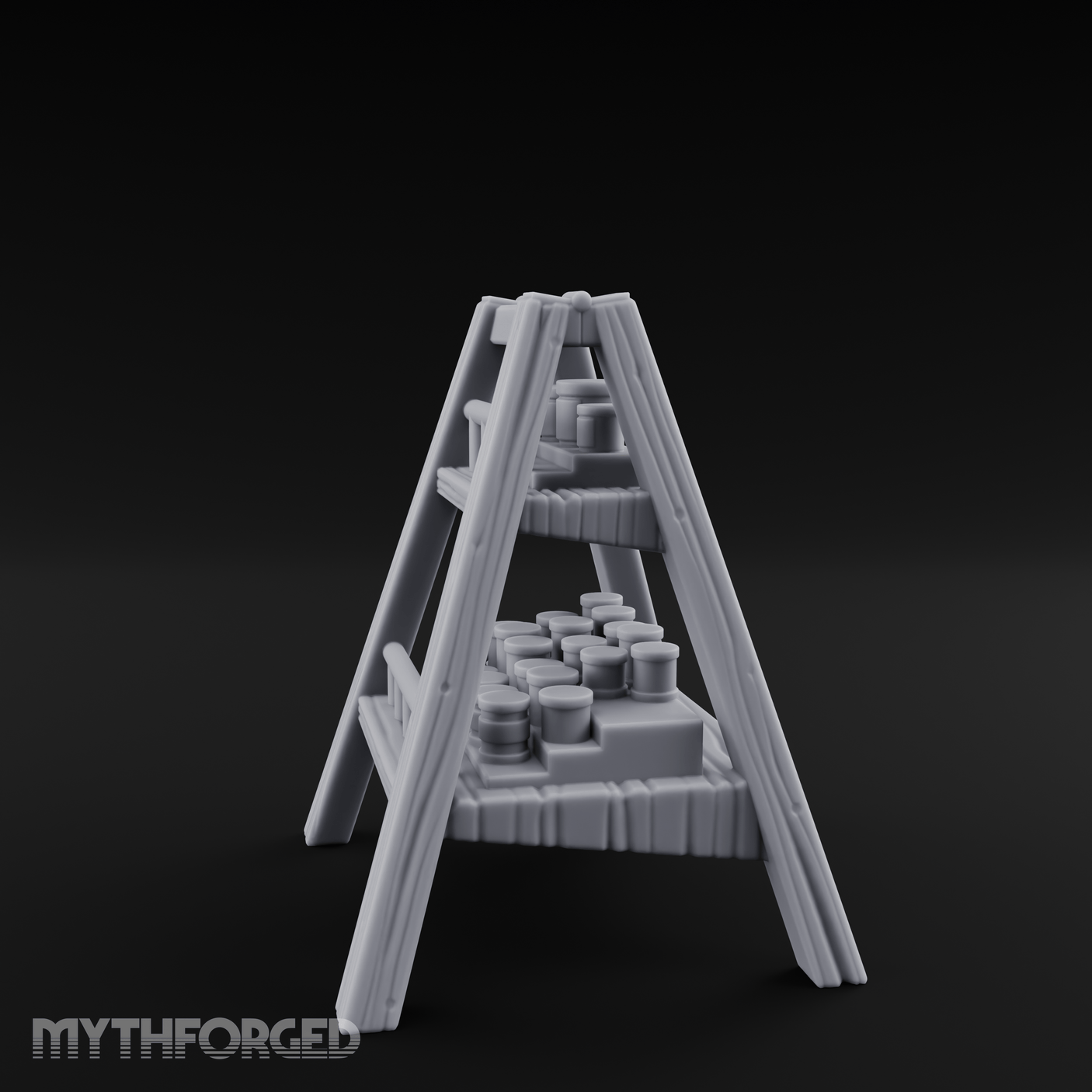 Merchant-Stacked Market Display Ladder Miniature for Dungeons and Dragons, Pathfinder or other TTRPGs