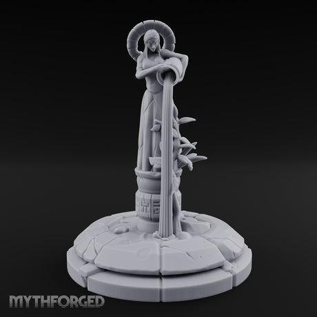 Halo-Crowned Goddess Fountain Miniature for Dungeons and Dragons, Pathfinder or other TTRPGs
