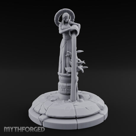 Halo-Crowned Goddess Fountain Miniature for Dungeons and Dragons, Pathfinder or other TTRPGs