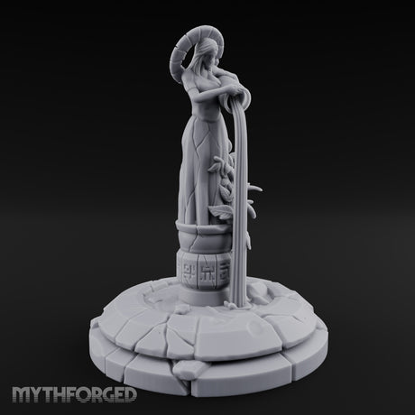Halo-Crowned Goddess Fountain Miniature for Dungeons and Dragons, Pathfinder or other TTRPGs