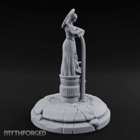 Halo-Crowned Goddess Fountain Miniature for Dungeons and Dragons, Pathfinder or other TTRPGs