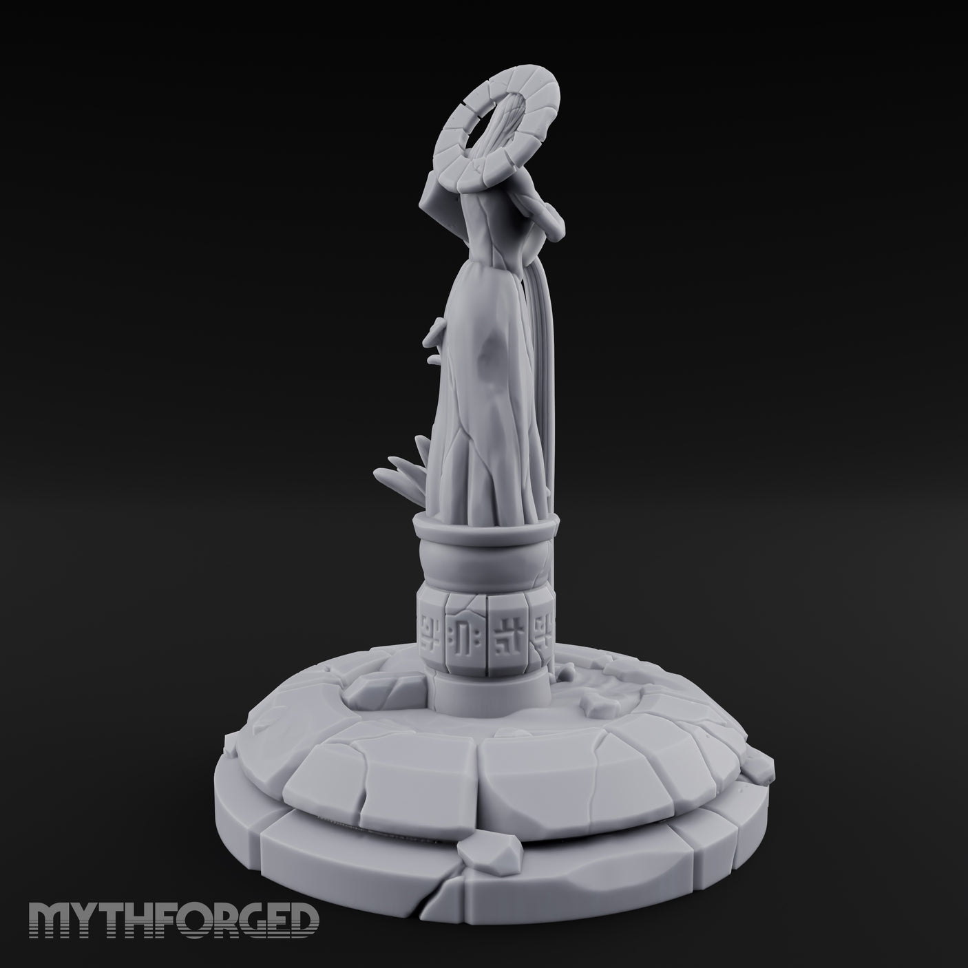 Halo-Crowned Goddess Fountain Miniature for Dungeons and Dragons, Pathfinder or other TTRPGs