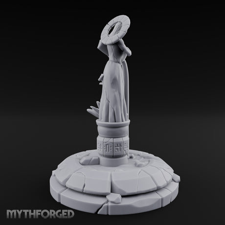 Halo-Crowned Goddess Fountain Miniature for Dungeons and Dragons, Pathfinder or other TTRPGs