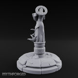Halo-Crowned Goddess Fountain Miniature for Dungeons and Dragons, Pathfinder or other TTRPGs