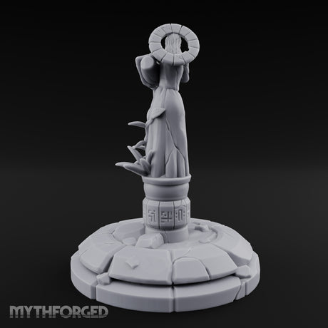Halo-Crowned Goddess Fountain Miniature for Dungeons and Dragons, Pathfinder or other TTRPGs