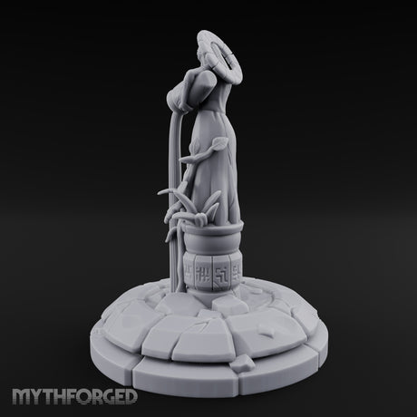 Halo-Crowned Goddess Fountain Miniature for Dungeons and Dragons, Pathfinder or other TTRPGs