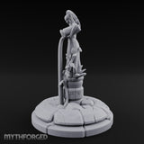 Halo-Crowned Goddess Fountain Miniature for Dungeons and Dragons, Pathfinder or other TTRPGs