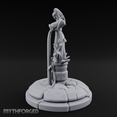 Halo-Crowned Goddess Fountain Miniature for Dungeons and Dragons, Pathfinder or other TTRPGs