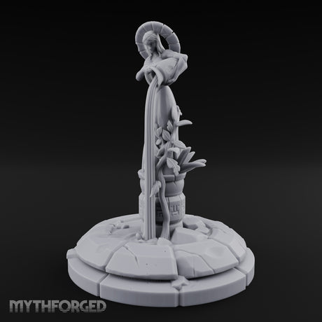 Halo-Crowned Goddess Fountain Miniature for Dungeons and Dragons, Pathfinder or other TTRPGs