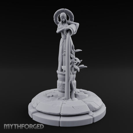 Halo-Crowned Goddess Fountain Miniature for Dungeons and Dragons, Pathfinder or other TTRPGs