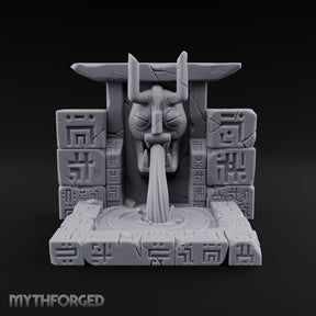 Demon-Mouthed Jungle Temple Fountain Miniature for Dungeons and Dragons, Pathfinder or other TTRPGs