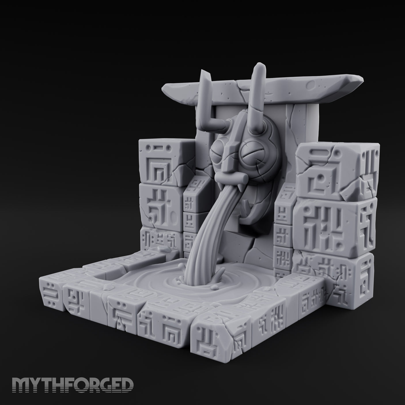 Demon-Mouthed Jungle Temple Fountain Miniature for Dungeons and Dragons, Pathfinder or other TTRPGs