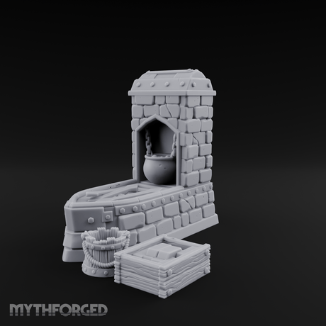 Cauldron-Topped Furnace Miniature for Dungeons and Dragons, Pathfinder or other TTRPGs