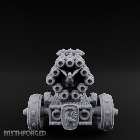 Rooster Crested Multi-Barrel Volley Gun Cannon Miniature for Dungeons and Dragons, Pathfinder or other TTRPGs