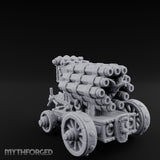 Rooster Crested Multi-Barrel Volley Gun Cannon Miniature for Dungeons and Dragons, Pathfinder or other TTRPGs
