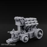 Rooster Crested Multi-Barrel Volley Gun Cannon Miniature for Dungeons and Dragons, Pathfinder or other TTRPGs