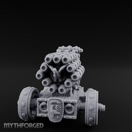 Rooster Crested Multi-Barrel Volley Gun Cannon Miniature for Dungeons and Dragons, Pathfinder or other TTRPGs
