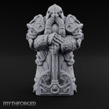 Rune-Etched Warhammer-Wielding Dwarf King Monument Miniature for Dungeons and Dragons, Pathfinder or other TTRPGs