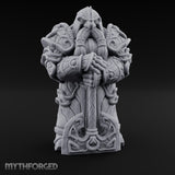 Rune-Etched Warhammer-Wielding Dwarf King Monument Miniature for Dungeons and Dragons, Pathfinder or other TTRPGs