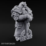 Rune-Etched Warhammer-Wielding Dwarf King Monument Miniature for Dungeons and Dragons, Pathfinder or other TTRPGs