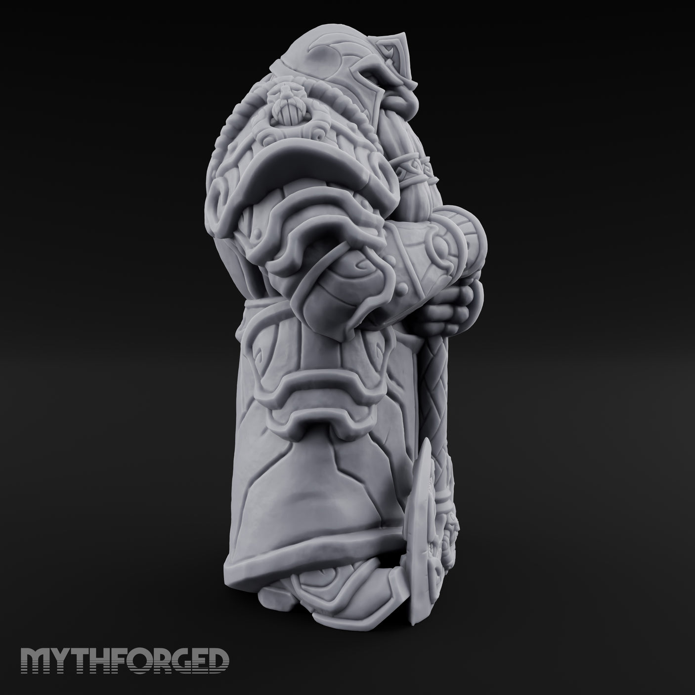 Rune-Etched Warhammer-Wielding Dwarf King Monument Miniature for Dungeons and Dragons, Pathfinder or other TTRPGs