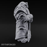Rune-Etched Warhammer-Wielding Dwarf King Monument Miniature for Dungeons and Dragons, Pathfinder or other TTRPGs