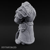 Rune-Etched Warhammer-Wielding Dwarf King Monument Miniature for Dungeons and Dragons, Pathfinder or other TTRPGs