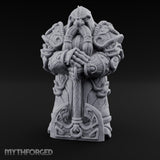 Rune-Etched Warhammer-Wielding Dwarf King Monument Miniature for Dungeons and Dragons, Pathfinder or other TTRPGs