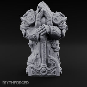 Sword-Planted Knotwork-Carved Dwarf Ancestor Monolith Miniature for Dungeons and Dragons, Pathfinder or other TTRPGs