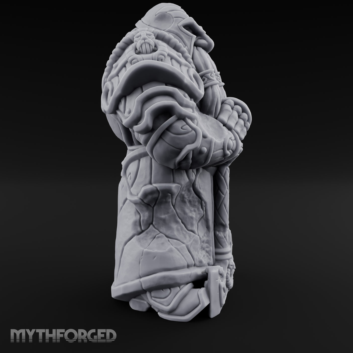 Sword-Planted Knotwork-Carved Dwarf Ancestor Monolith Miniature for Dungeons and Dragons, Pathfinder or other TTRPGs