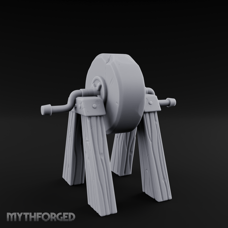 Stone-Wheeled Grinding Mill Wheel Miniature for Dungeons and Dragons, Pathfinder or other TTRPGs
