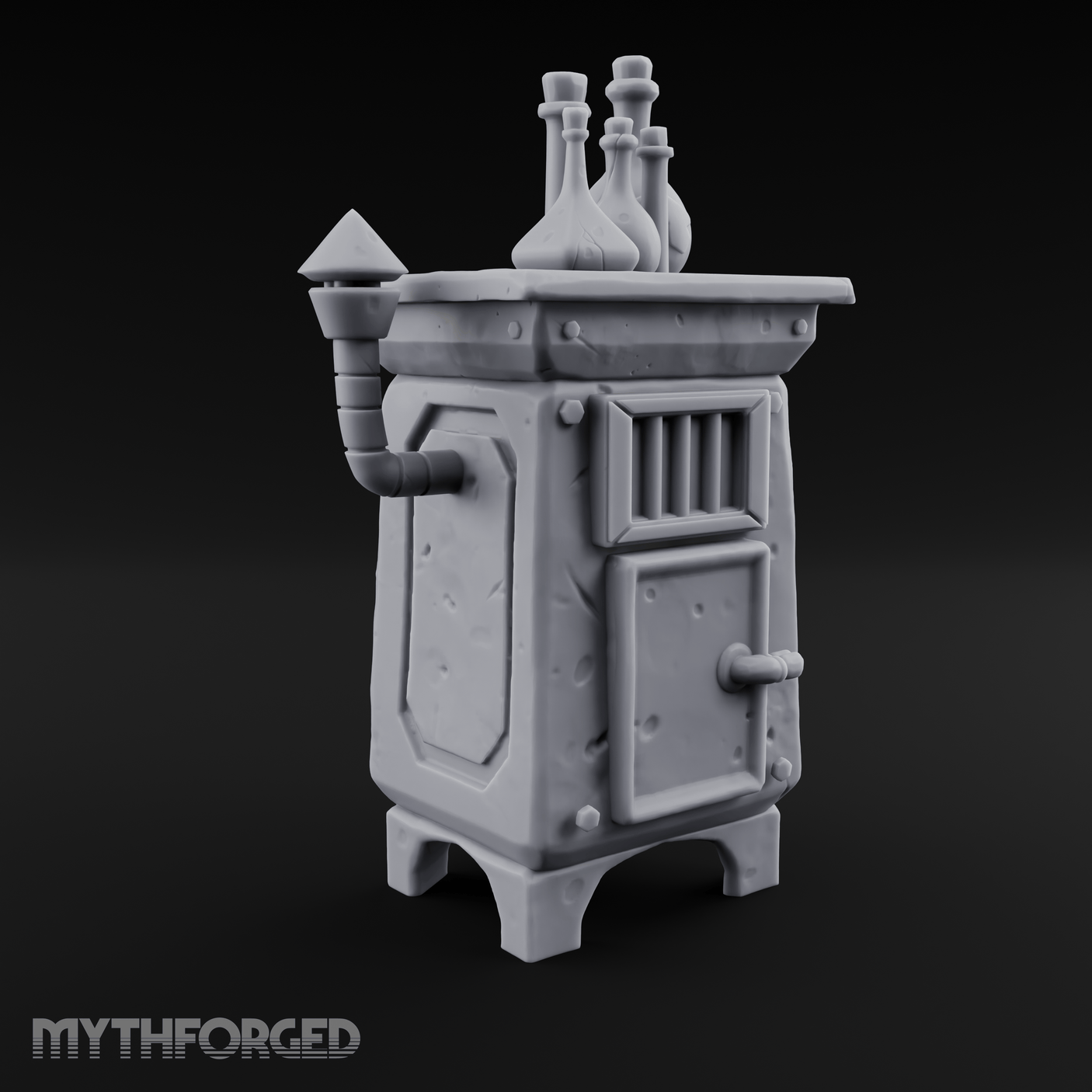 Potion-Laden Alchemist's Furnace Miniature for Dungeons and Dragons, Pathfinder or other TTRPGs