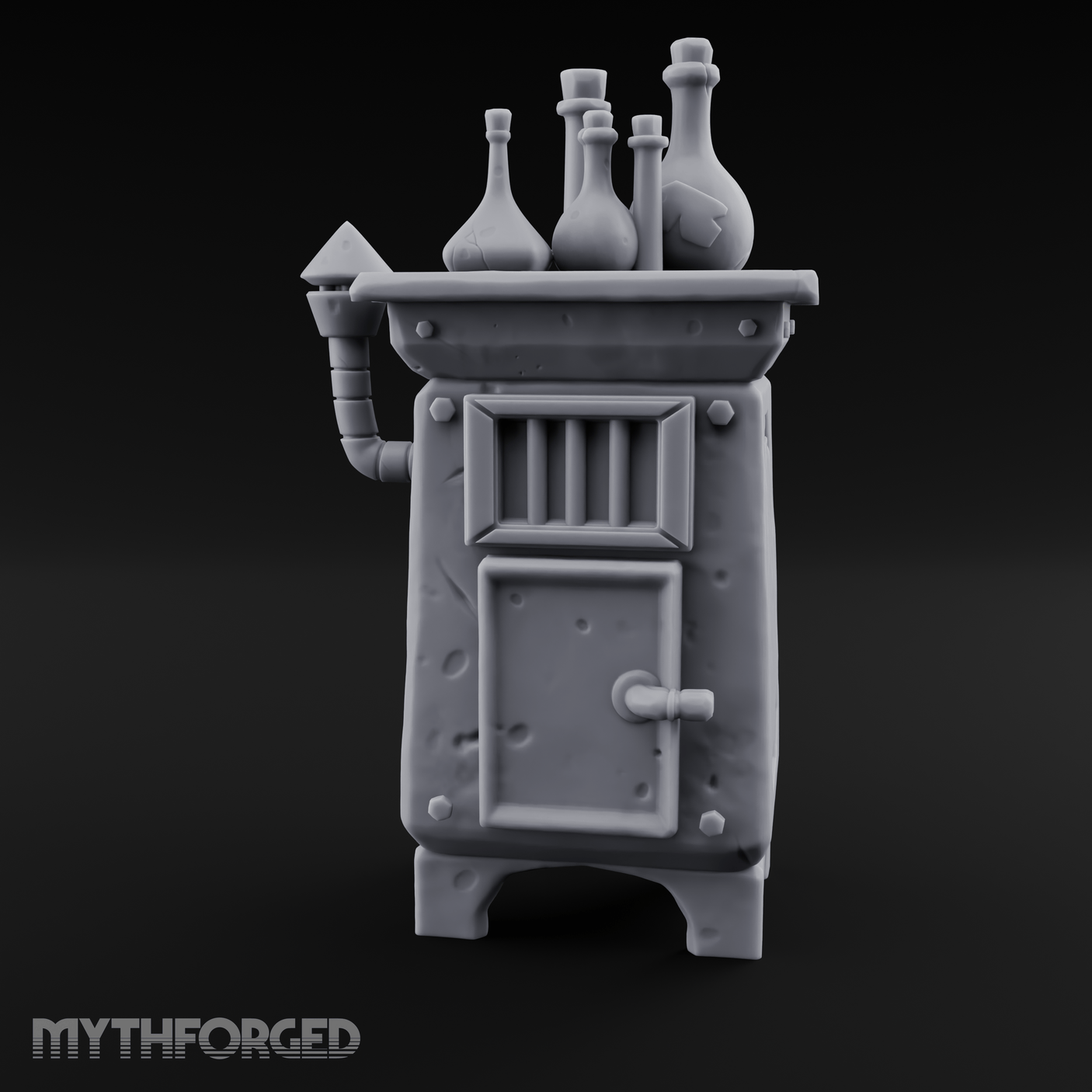 Potion-Laden Alchemist's Furnace Miniature for Dungeons and Dragons, Pathfinder or other TTRPGs