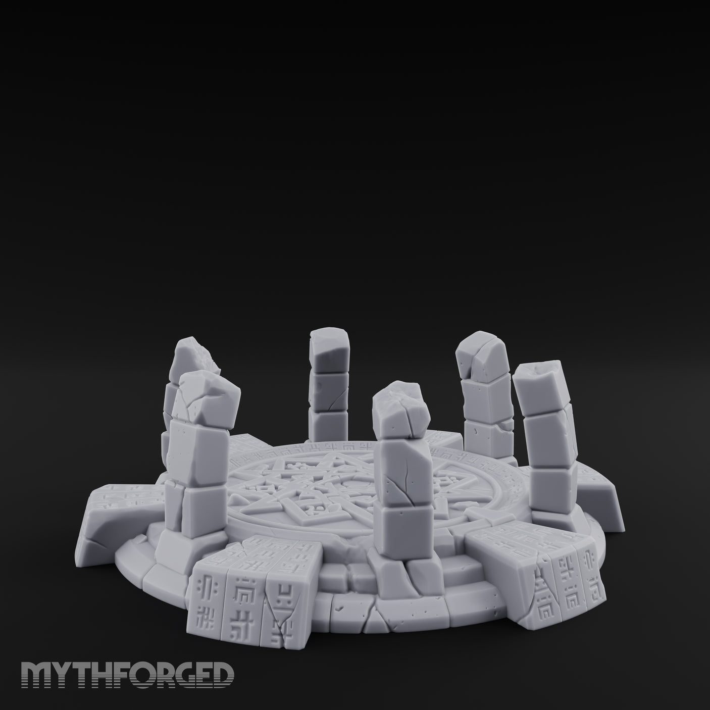 Rune-Etched, Broken Summoning Circle Miniature for Dungeons and Dragons, Pathfinder or other TTRPGs