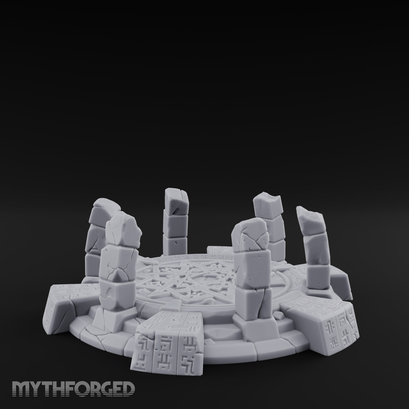 Rune-Etched, Broken Summoning Circle Miniature for Dungeons and Dragons, Pathfinder or other TTRPGs
