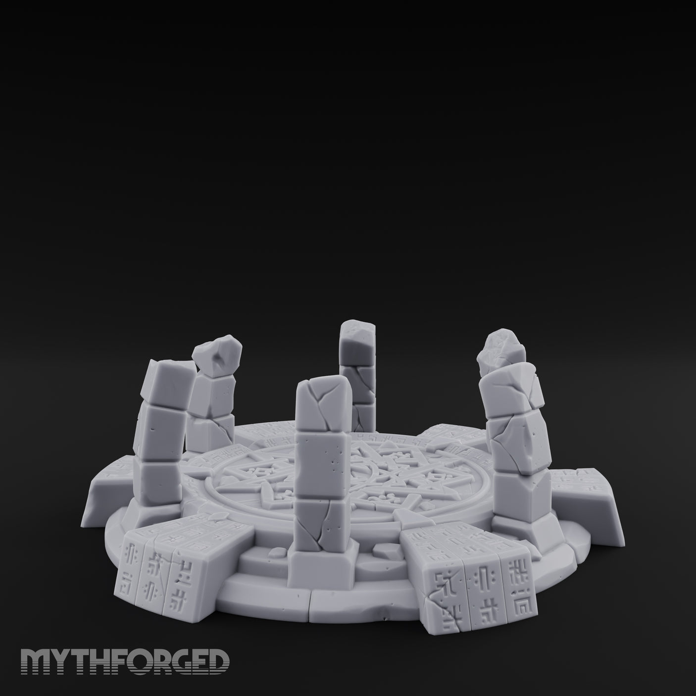 Rune-Etched, Broken Summoning Circle Miniature for Dungeons and Dragons, Pathfinder or other TTRPGs