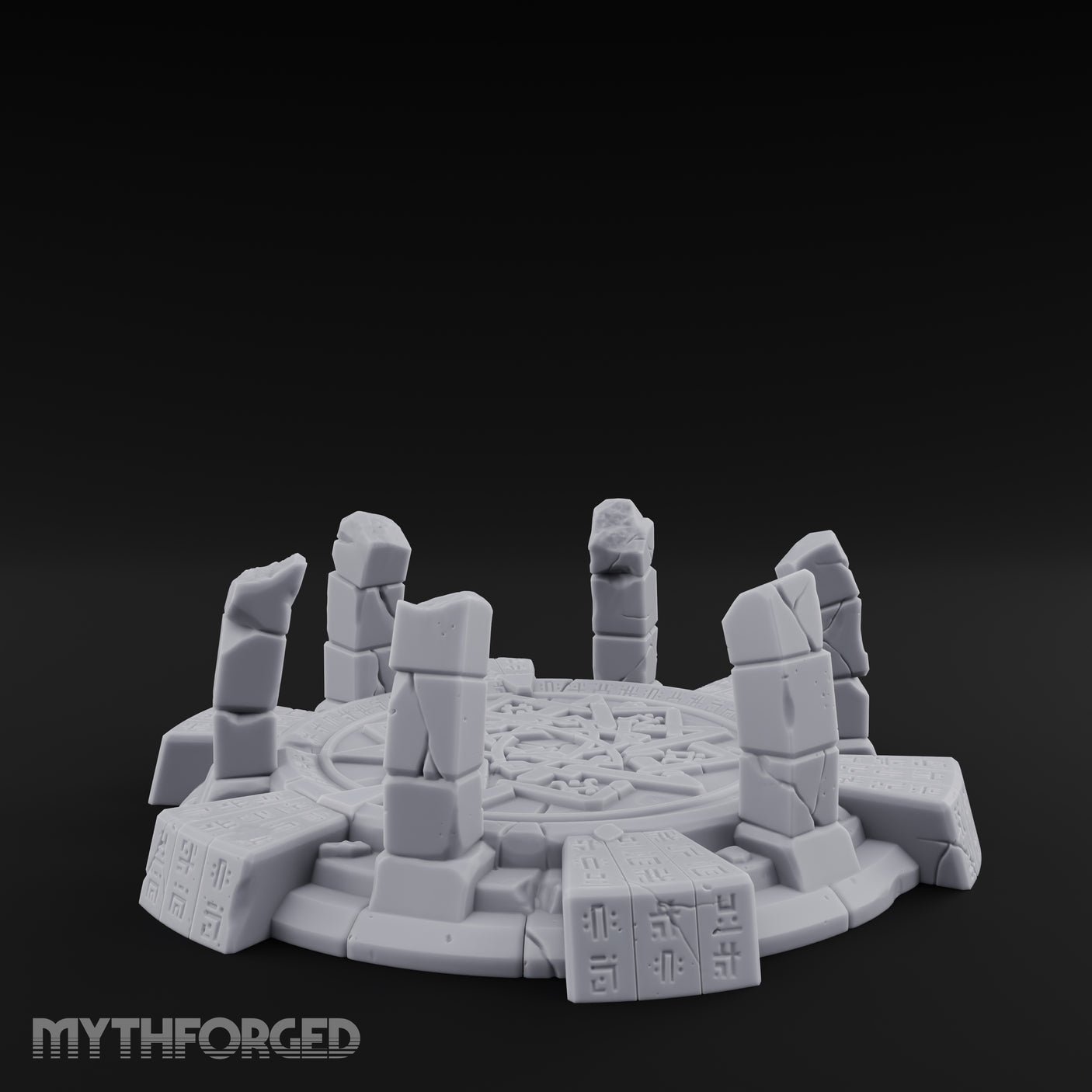Rune-Etched, Broken Summoning Circle Miniature for Dungeons and Dragons, Pathfinder or other TTRPGs